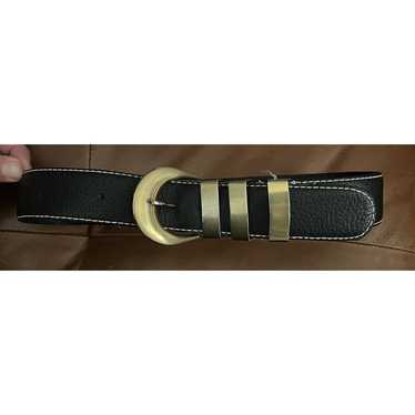 VTG Liz Claiborne Black Leather Belt Gold Hardware