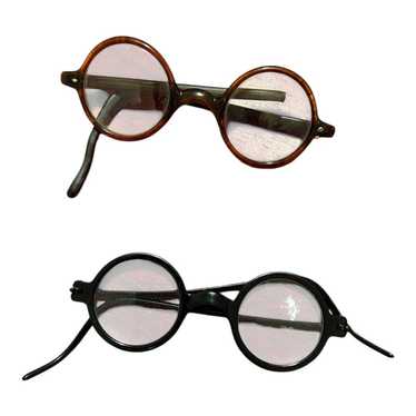 2 Vintage Round Eye Glasses Black And Brown Harry 