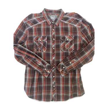 Bke BKE Shirt Men XXL Brown Plaid Pear Snap Wester