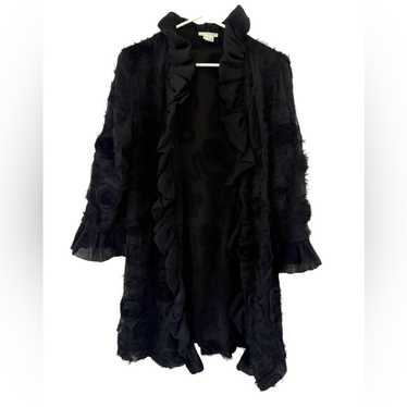 Grace Chuang Black Sheer Ruffle Jacket S Textured 