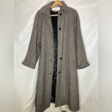 Evan Picone VTG herringbone wool trench coat