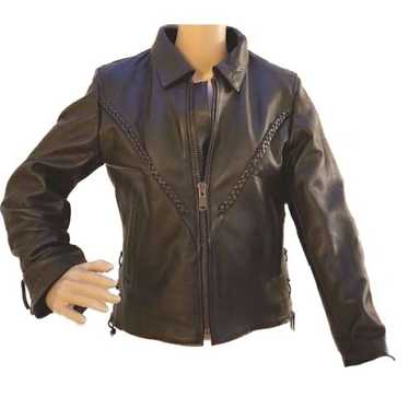 Zony Inc Black Leather Biker Jacket L