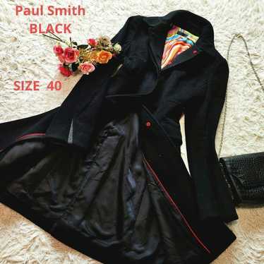 Paul Smith Long Coat Multicolor Cashmere Black Siz