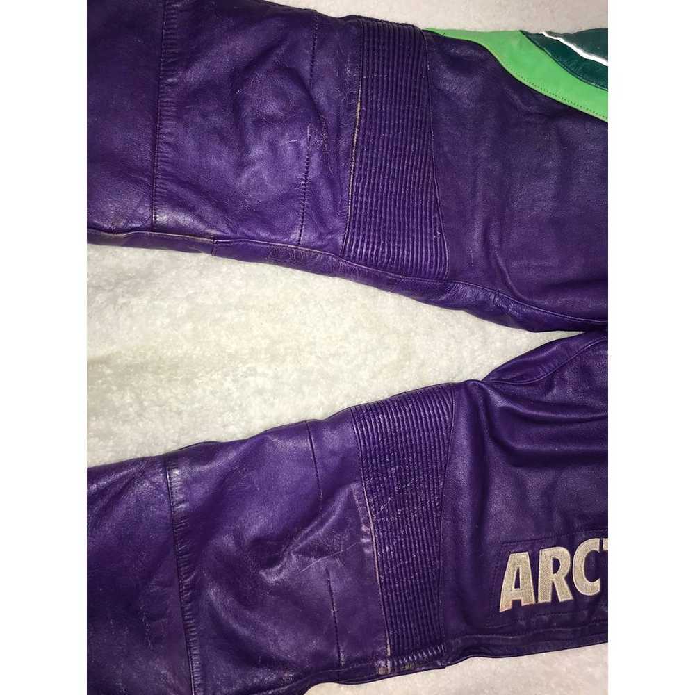 Vintage Arctic Cat Leather Snowmobile Pants Bibs - image 5