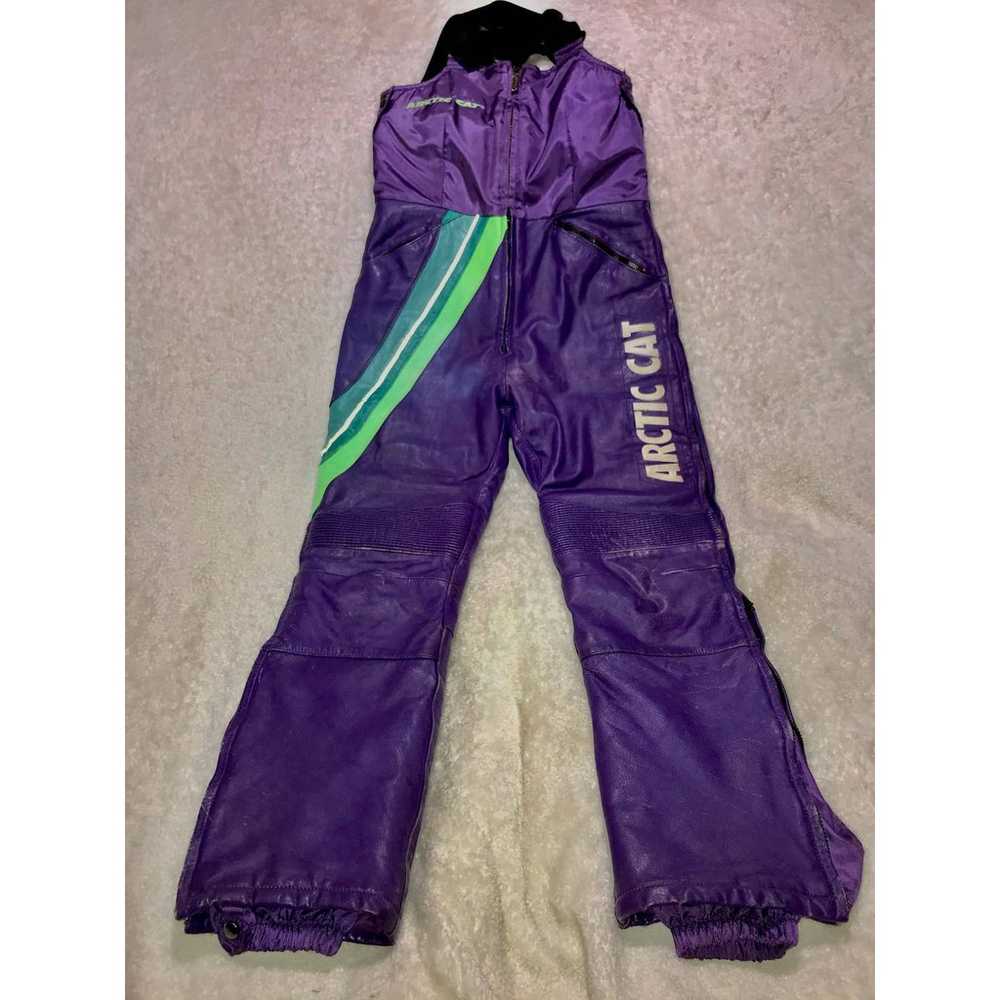 Vintage Arctic Cat Leather Snowmobile Pants Bibs - image 6