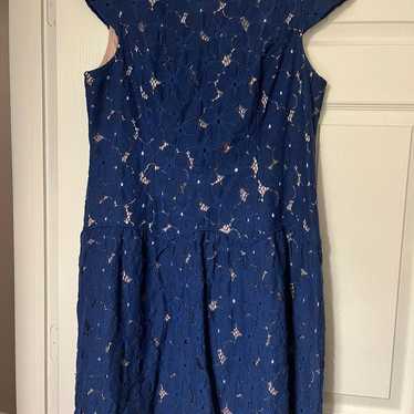 Adrianna Papell Blue Vintage Inspired Floral Dress