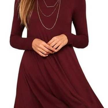 Wine Red Burgundy Swing Dress