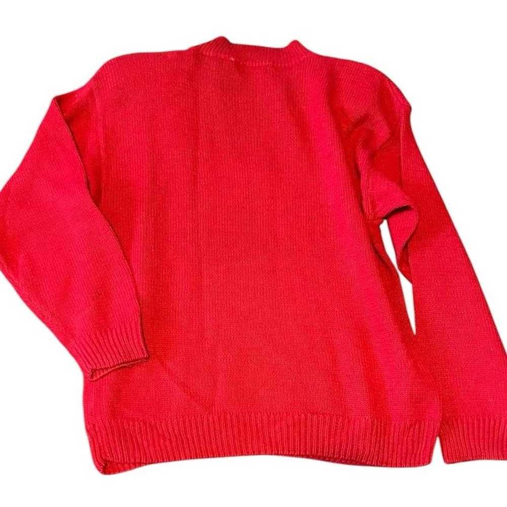 Red vintage 80s crew neck sweater with a unique p… - image 2