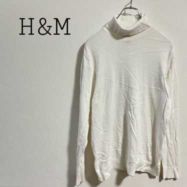 H and M [M] Turtleneck Sweater White Cotton 100%