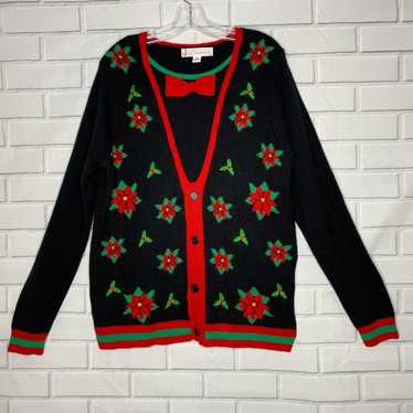 Jolly Sweaters Christmas layered vest look poinset