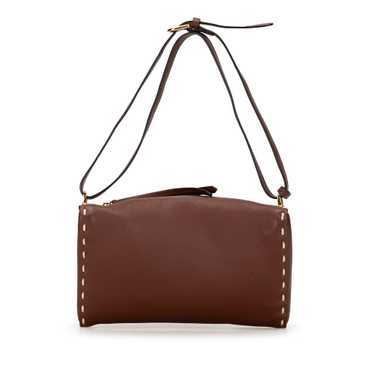 Brown Fendi Calfskin Selleria Triangle Shoulder Ba