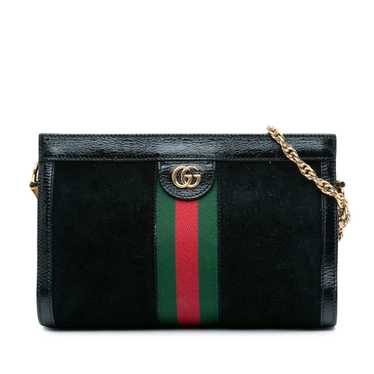 Black Gucci Small Suede Ophidia Web Chain Crossbod