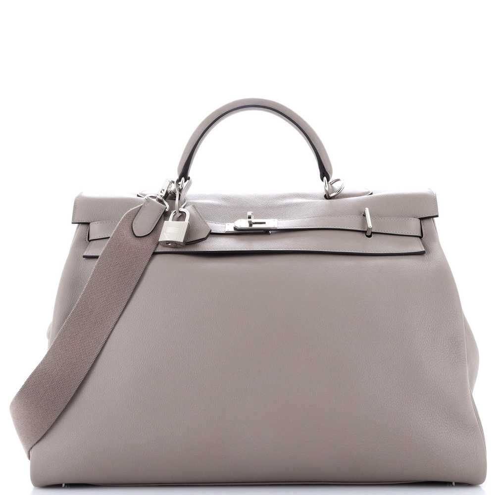 Hermes Kelly Travel Handbag Grey Novillo with Pal… - image 1