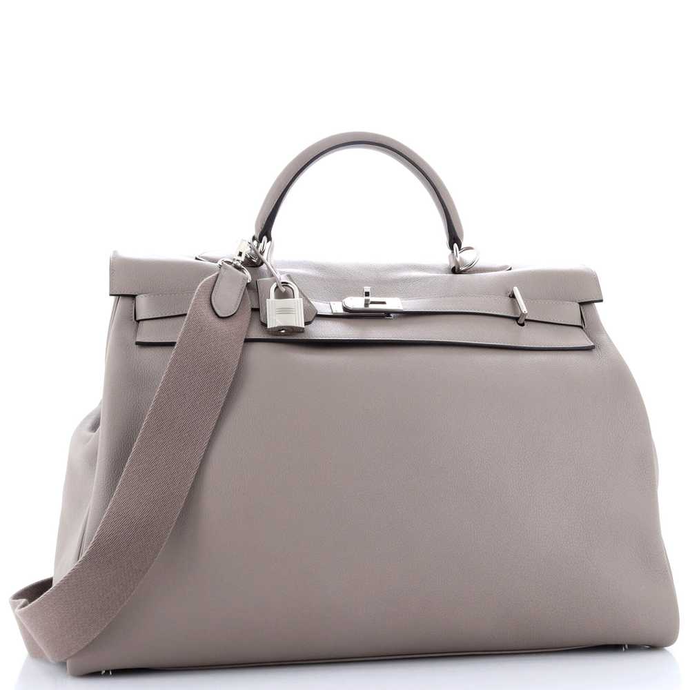 Hermes Kelly Travel Handbag Grey Novillo with Pal… - image 2