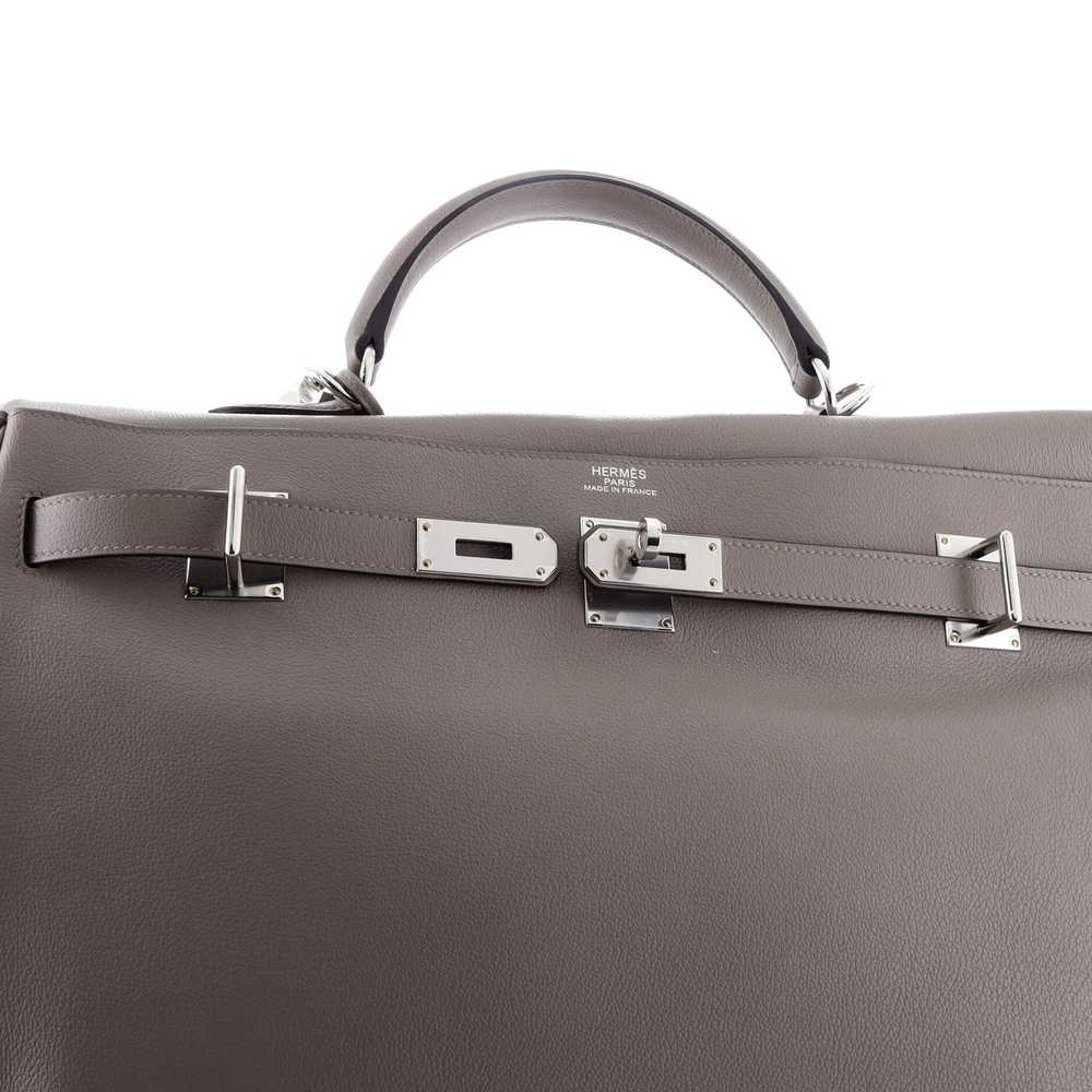 Hermes Kelly Travel Handbag Grey Novillo with Pal… - image 6