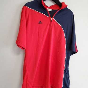 adidas Red and Blue Zippered T-Shirt