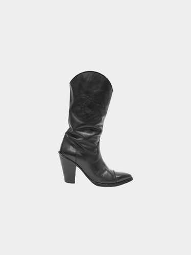 Chanel 1990s Black CC Cowboy Boots