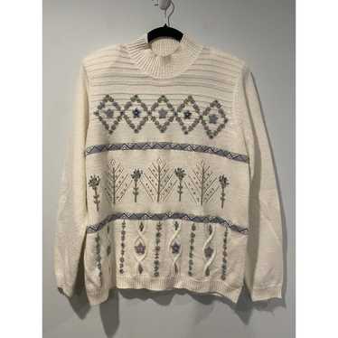 Vintage Alfred Dunner Sweater Women Large White Em