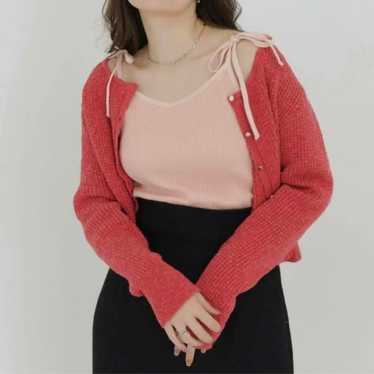 Cardigan Cotton Slub Knit TINA: JOJUN Cherry Pink 