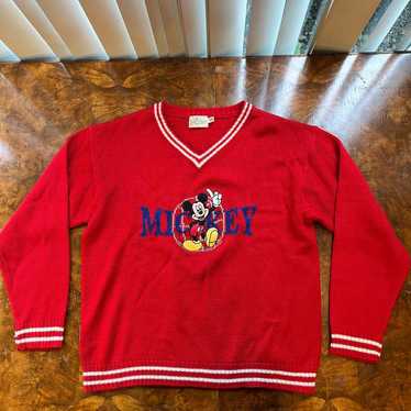 y2k 90s 00s Mickey Embroidered Rare Knit Sweater