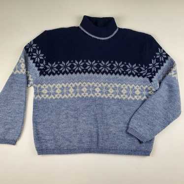 Spunky Vintage Snowflake Turtleneck Sweater Pullov