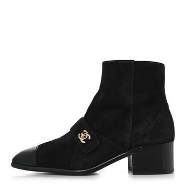 CHANEL Suede Calfskin CC Turnlock Short Boots 36 B