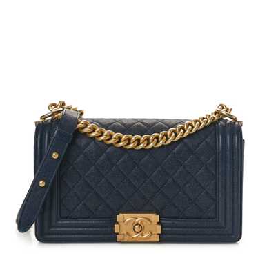 CHANEL Caviar Quilted Medium Boy Flap Navy