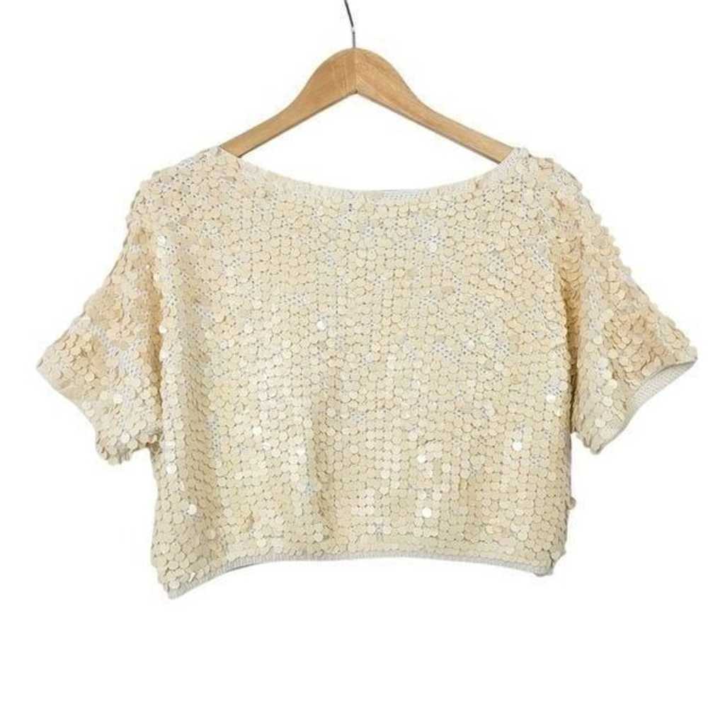 Vintage DKNY 1990s Cotton Paillette Sequined Crop… - image 5