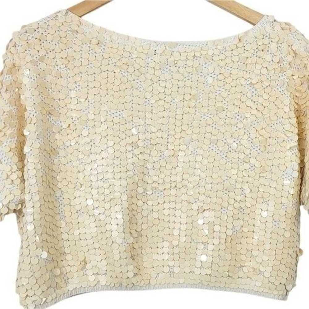 Vintage DKNY 1990s Cotton Paillette Sequined Crop… - image 7