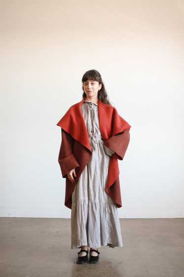 1990s Burgundy Oversized Shawl Coat