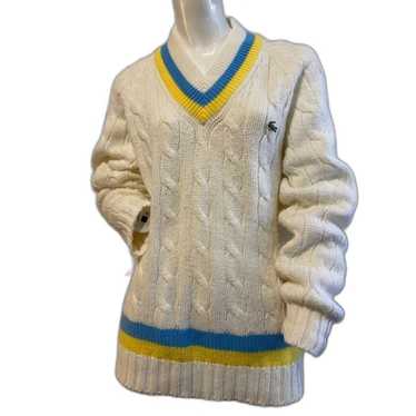 IZOD LACOSTE Vintage Cable Knit Tennis Sweater Lar