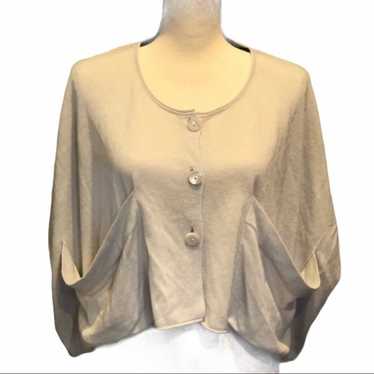 JOSEPH OATMEAL/BEIGE CASHMERE & RAYON CROPPED LOOS