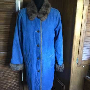 Denim and Company Denim and Faux Fur Coat  NWOT. S