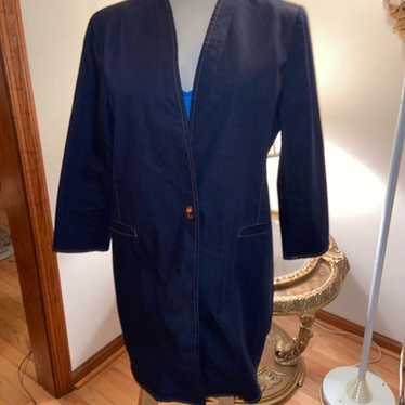 Chicos Dark Wash Denim Trench Coat