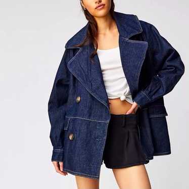 Free People Denim Car Coat