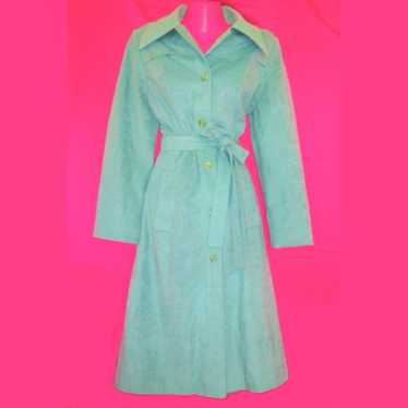 1970s vintage pastel long green coat size large