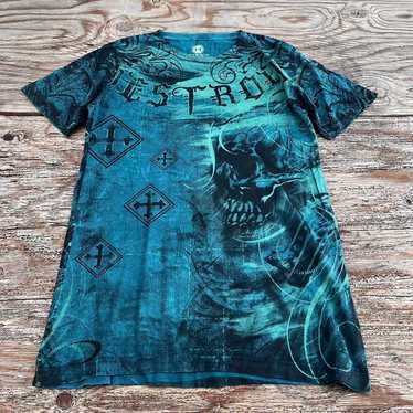 Cyber Grunge Y2K Skulls Shirt