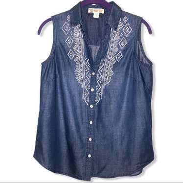 Vintage America Embroidered Denim Vest