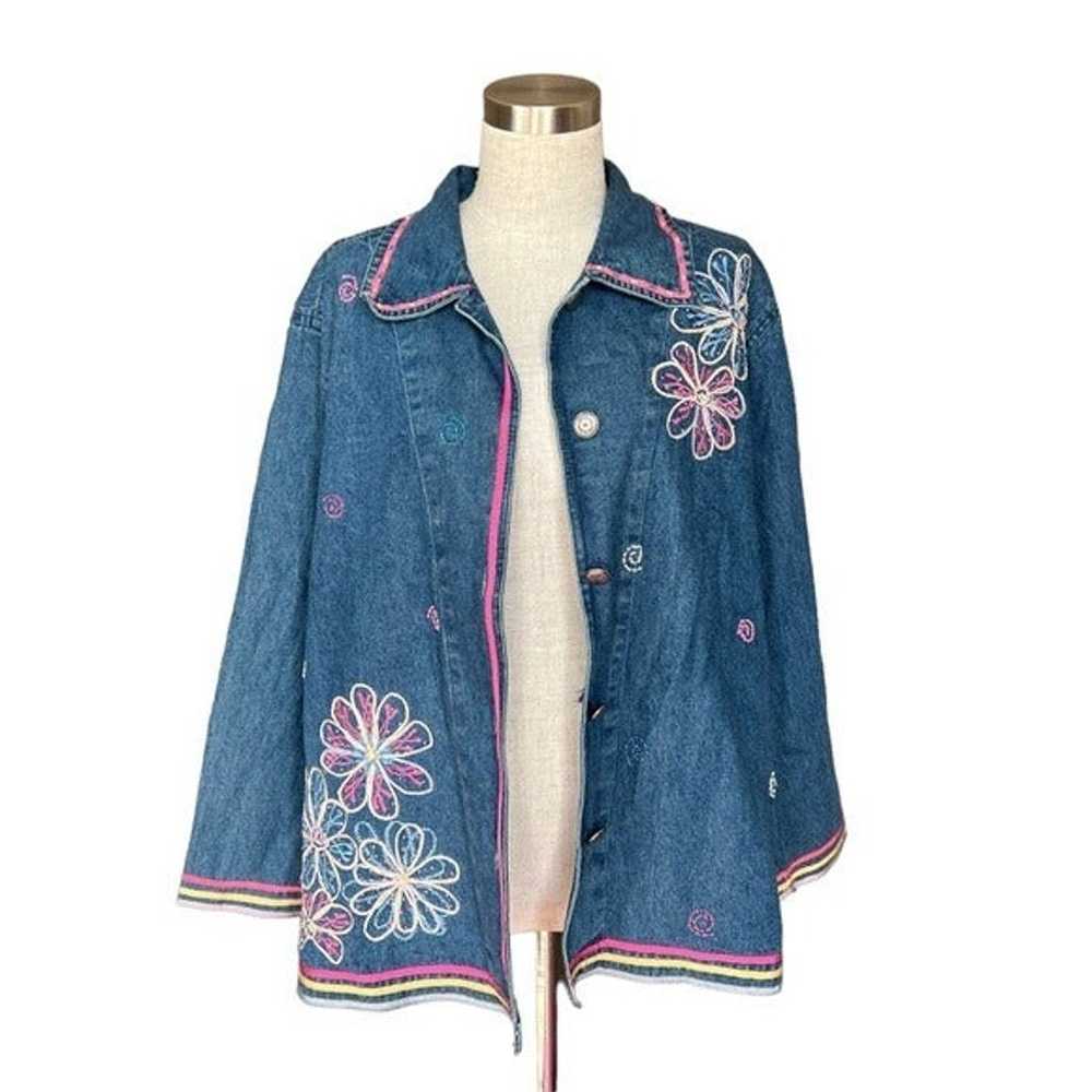 Vintage Keren Hart Denim Embroidered Jacket - image 1