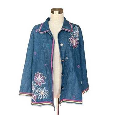 Vintage Keren Hart Denim Embroidered Jacket - image 1