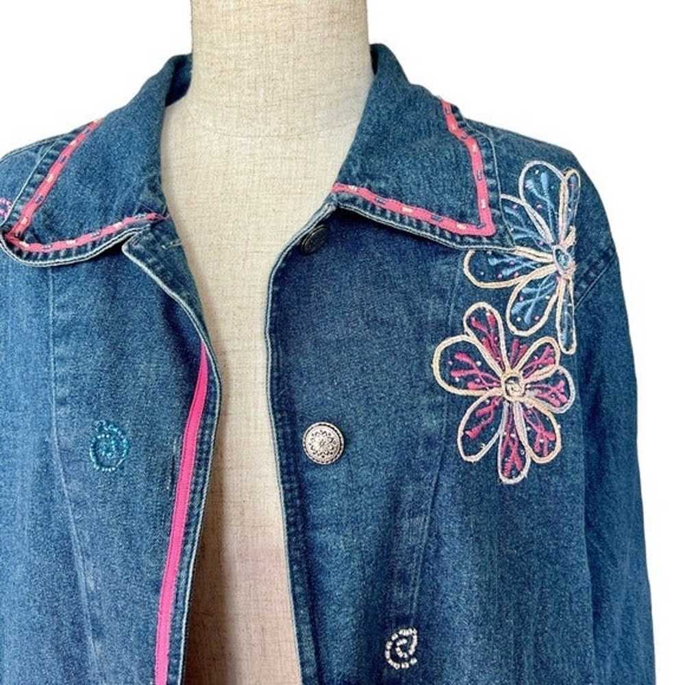 Vintage Keren Hart Denim Embroidered Jacket - image 3