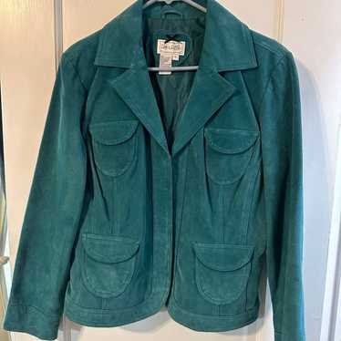 Vintage Live a Little 100% Leather Jacket Teal