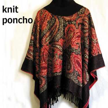 Turtleneck knit poncho