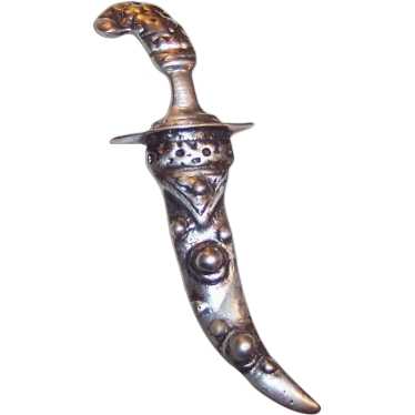 Vintage Sterling Silver Scimitar Sword Pin-