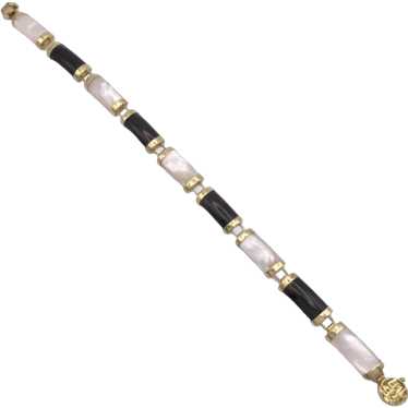 Onyx and Mother of Pearl Bracelet 10K Yellow Gold