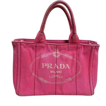 PRADA Mini Tote Bag Canapa Canvas Pink