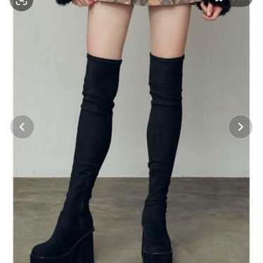 Black suede over-the-knee boots