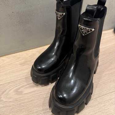 PRADA Black Side Gore Boots Thick Sole Extremely B