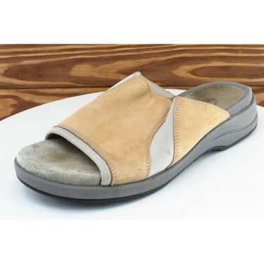 Clarks Sz 7 M Beige Slide Leather Women Sandals 30