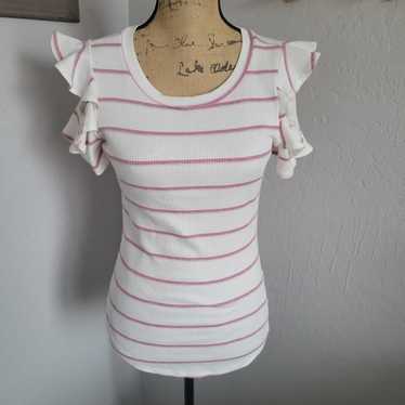 Vintage 90's Vivace Ruffled Cold Shoulder Striped 